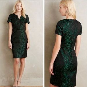 Maeve 00 Anthropologie black/green brocade dress